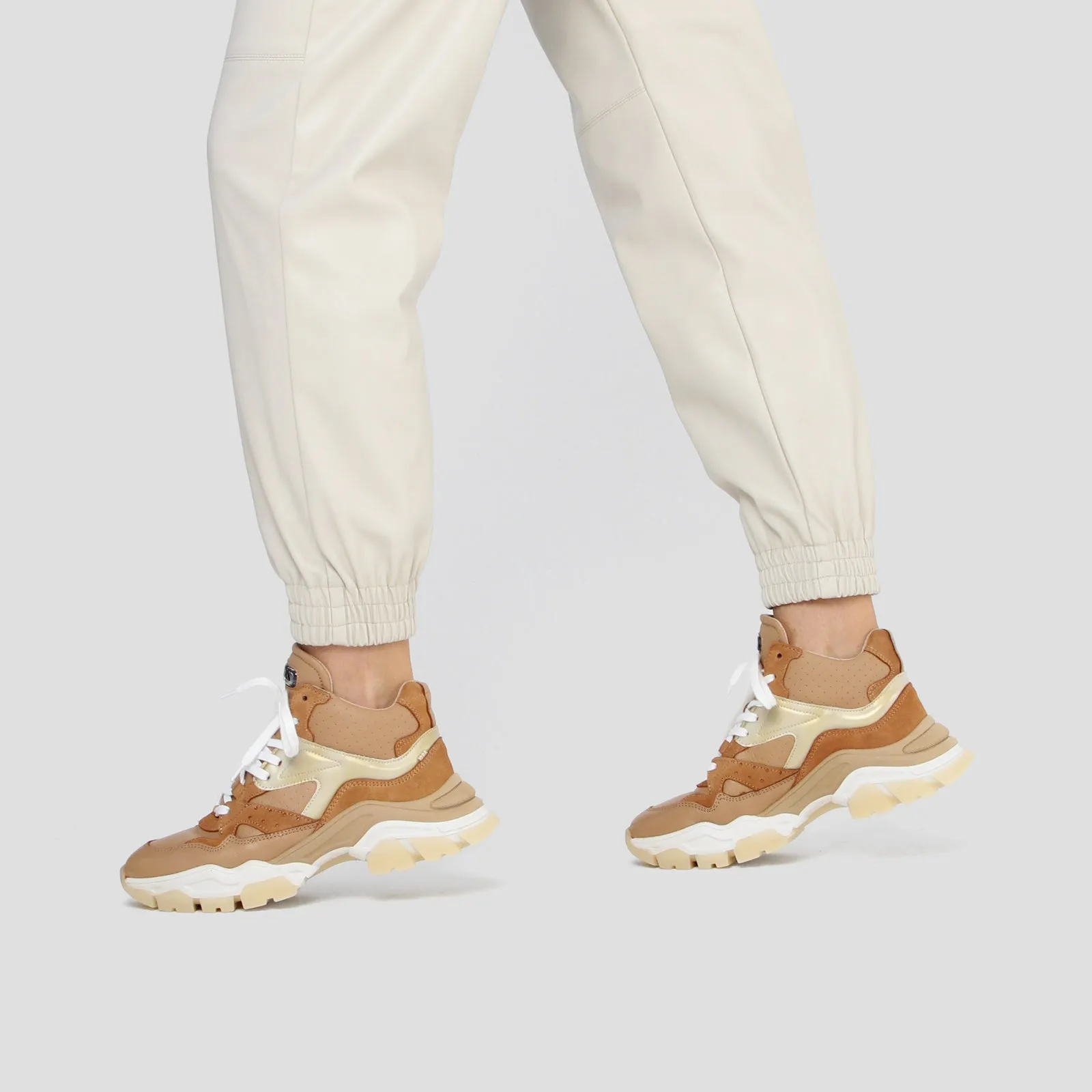 Tayke Over High Top Dark Camel Chunky Sneakers