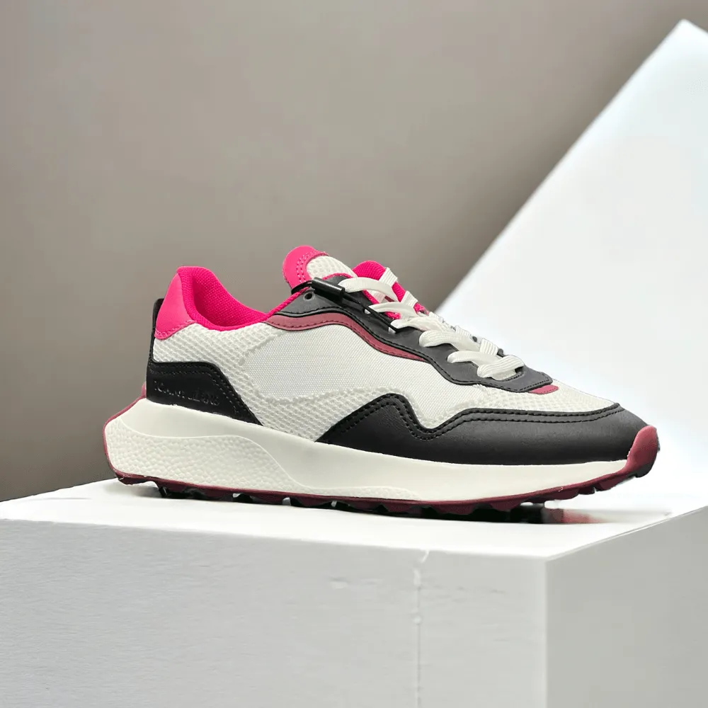 Tommy Hilfiger Cleat Runner Trainers in White Black Pink