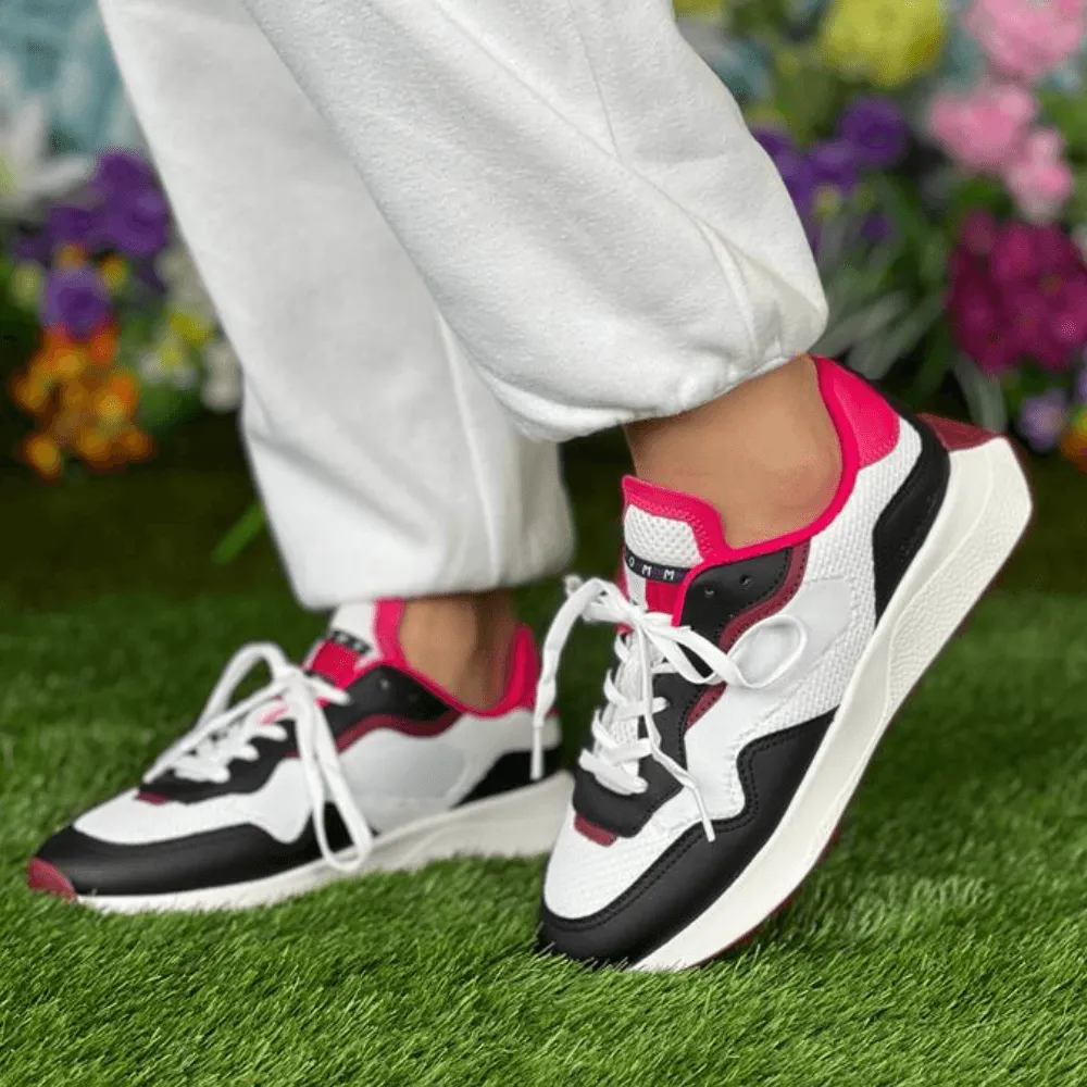 Tommy Hilfiger Cleat Runner Trainers in White Black Pink