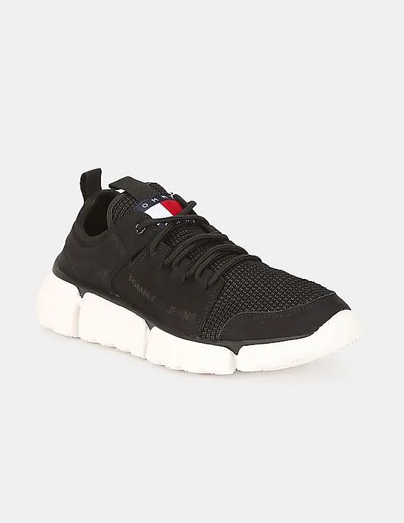 Tommy Hilfiger Men Black Chunky Lace Up Leather Sneakers