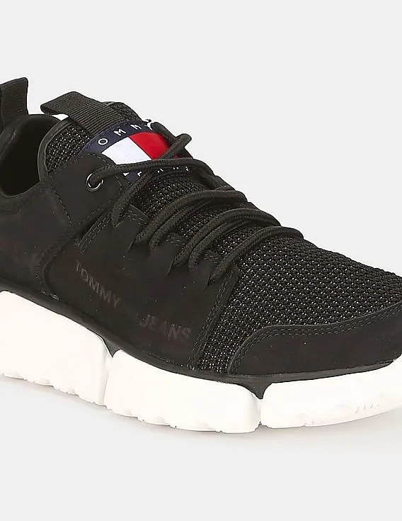 Tommy Hilfiger Men Black Chunky Lace Up Leather Sneakers