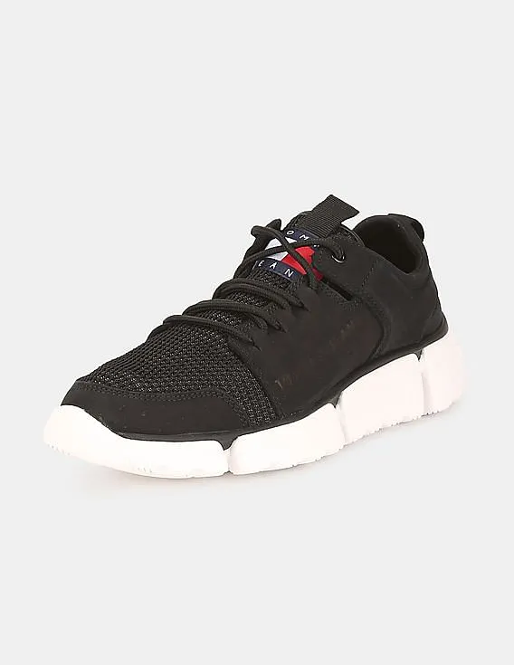 Tommy Hilfiger Men Black Chunky Lace Up Leather Sneakers