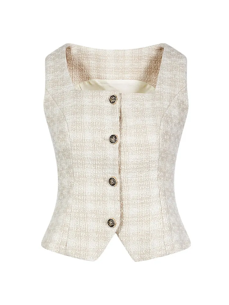 Tweed Lace Feminine Cute Jacket&Vest&Mini-Skirt&Long-Skirt