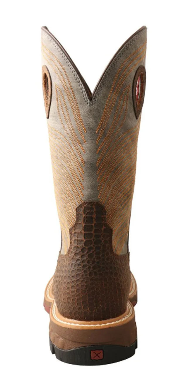 Twisted X | 12" NT Western Work Boot | Brown & Grey