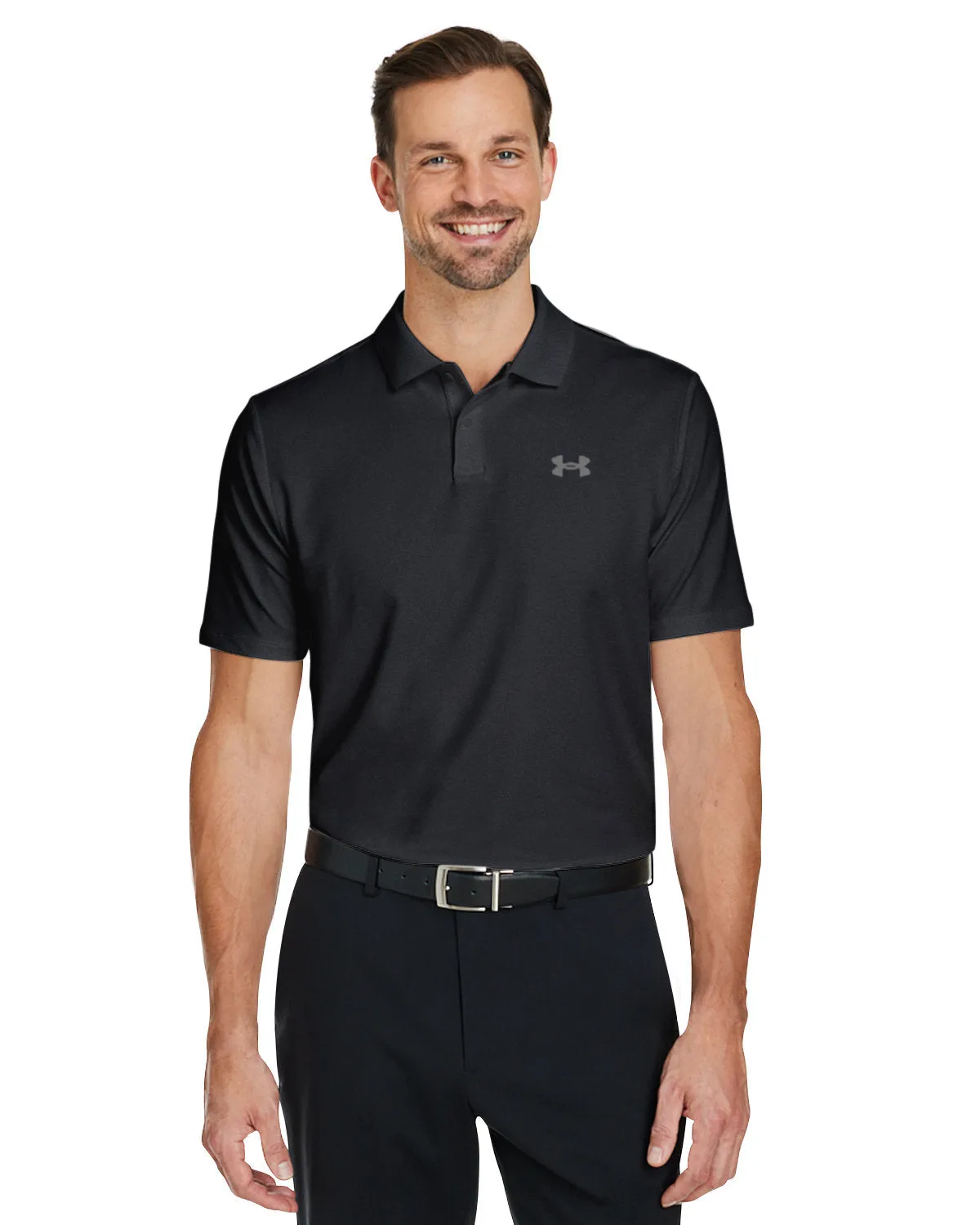 Under Armour Mens Performance 3.0 Custom Golf Polos, Black