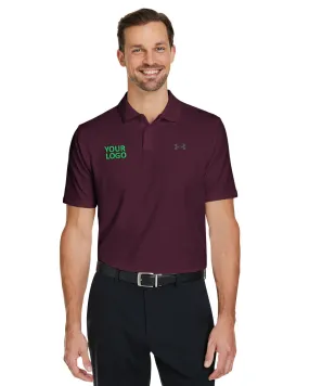 Under Armour Mens Performance 3.0 Custom Golf Polos, Dark Maroon