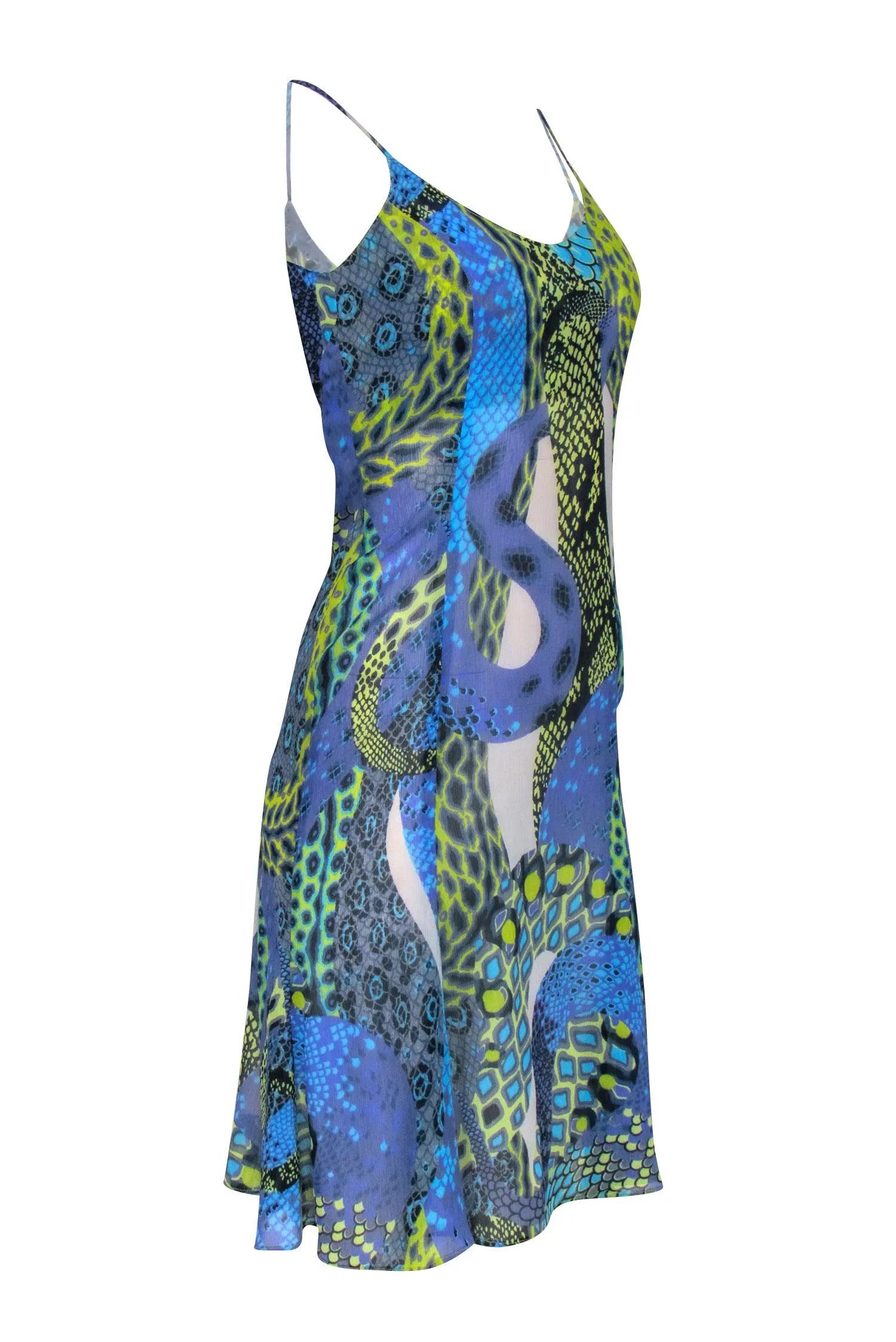 Versace Jeans Couture - Blue & Green Python Print Sleeveless Dress Sz 4