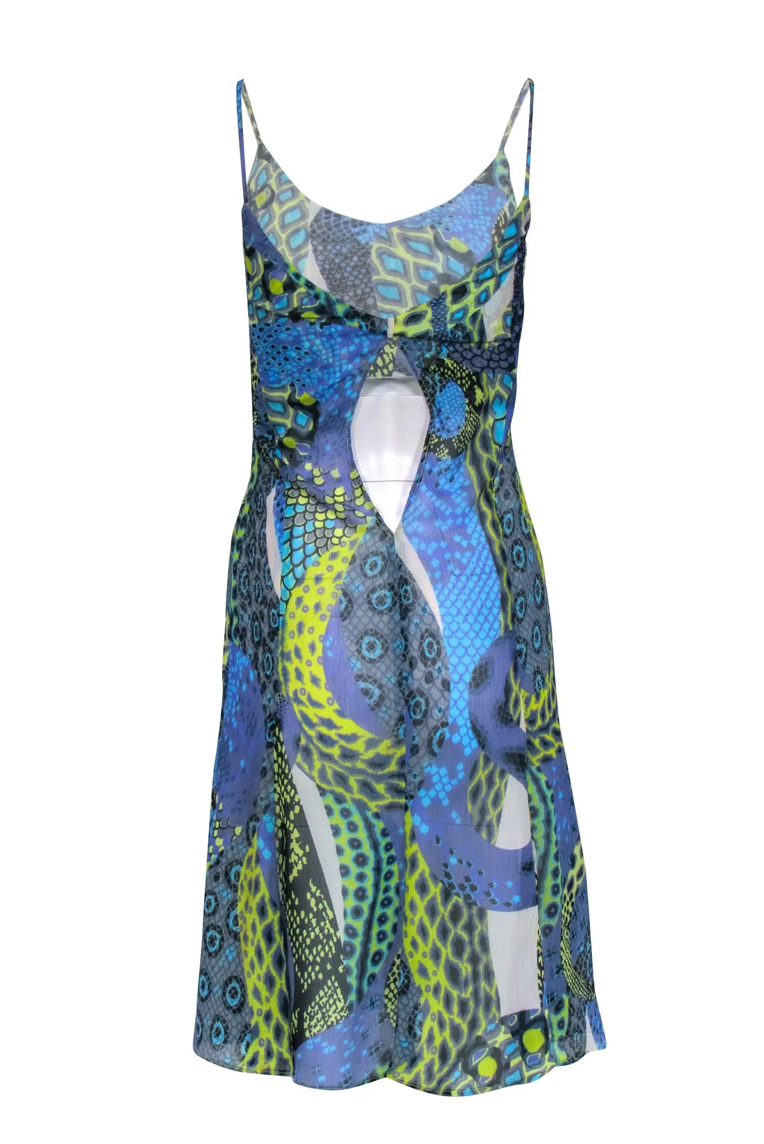 Versace Jeans Couture - Blue & Green Python Print Sleeveless Dress Sz 4