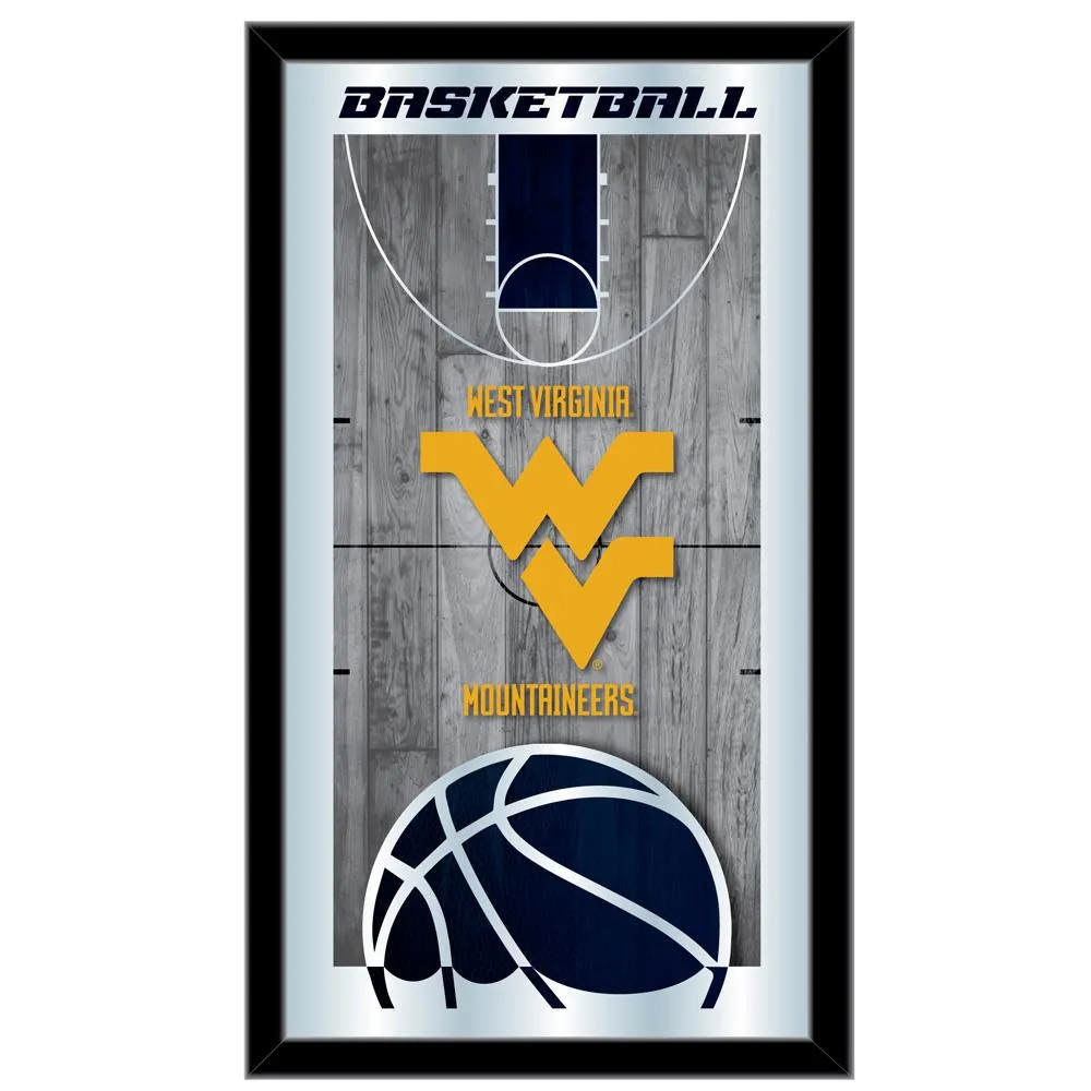 West Virginia Moutaineers HBS Basketball Framed Hang Glass Wall Mirror (26x15)