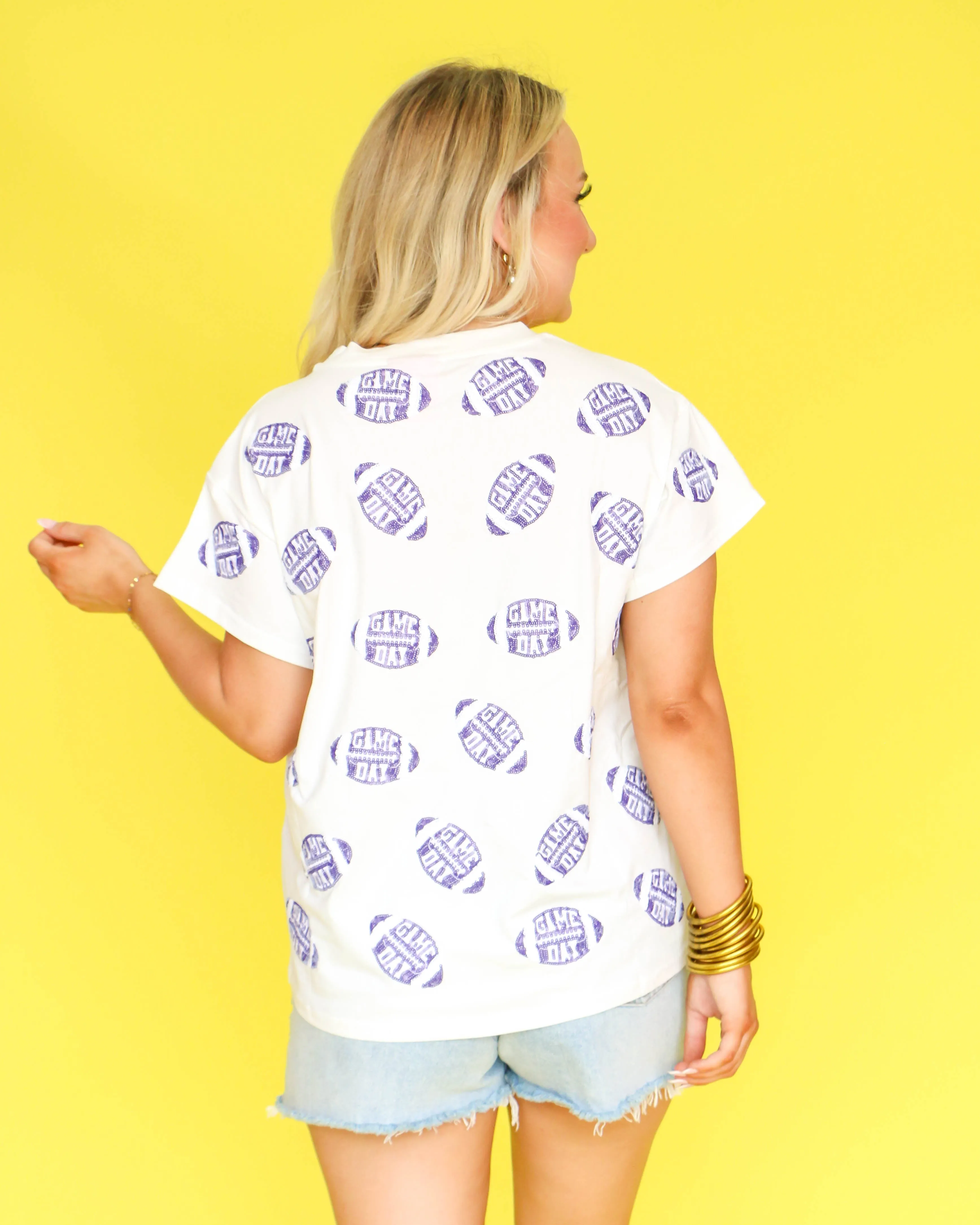 White & Purple 'Game Day' Football Tee