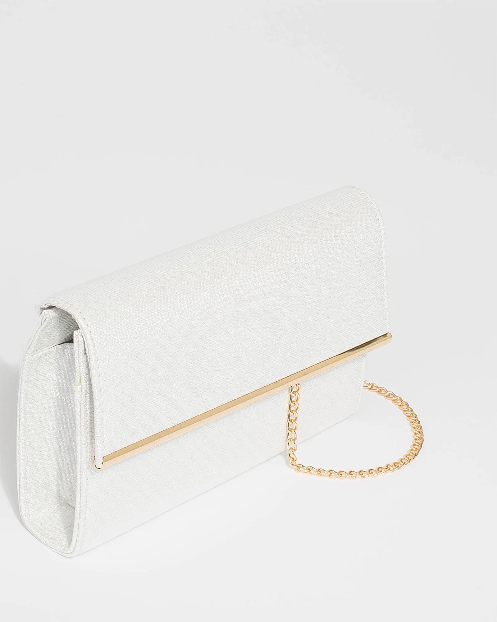 White and Gold Harriet Clutch Bag