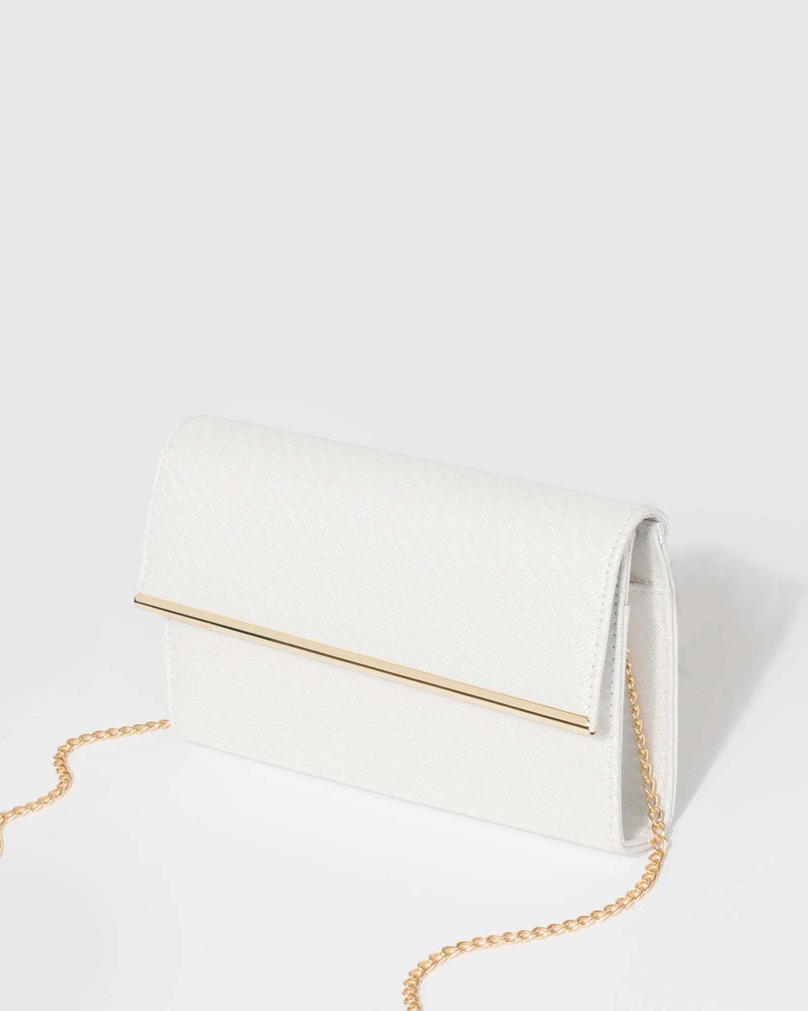 White and Gold Harriet Clutch Bag