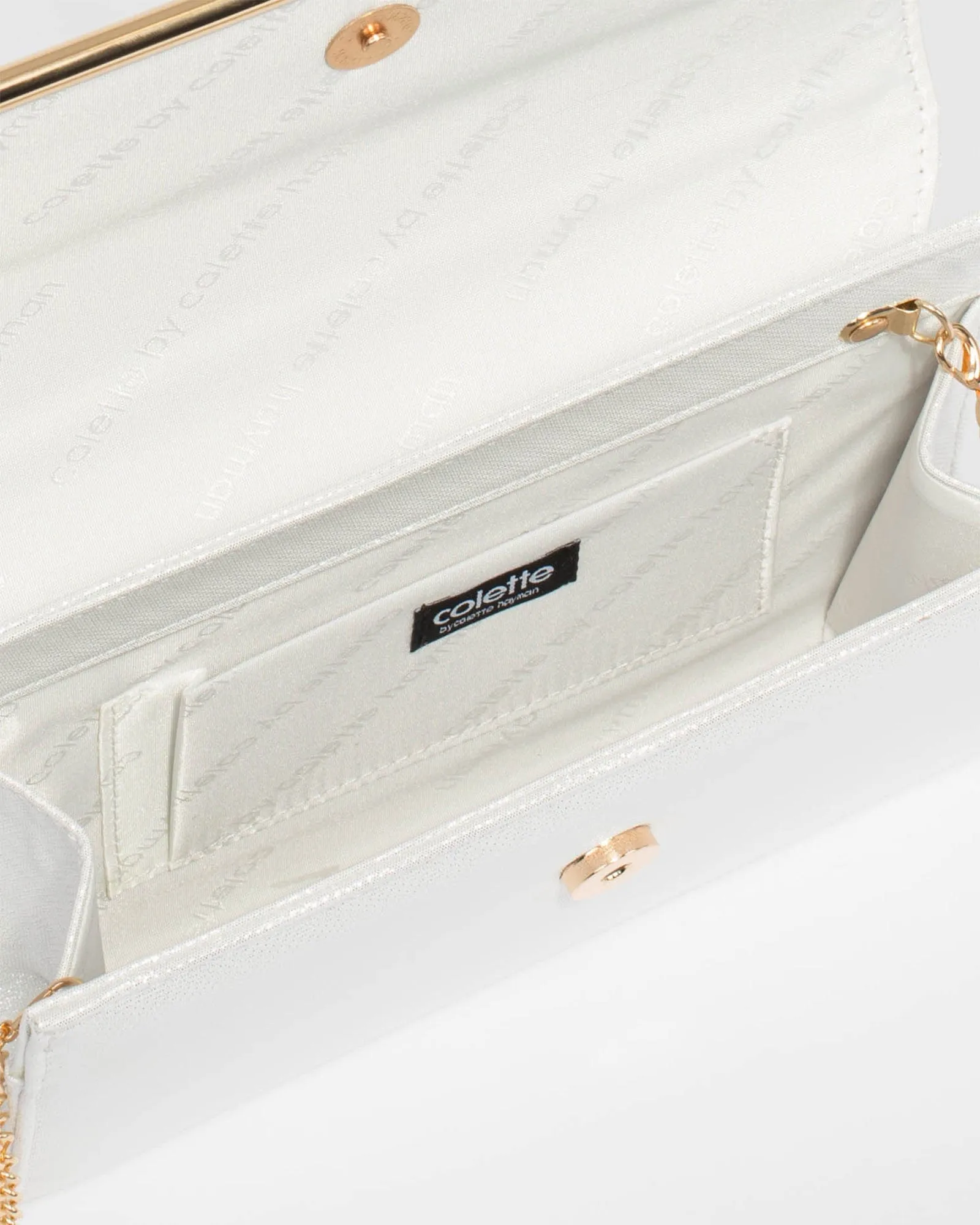 White and Gold Harriet Clutch Bag