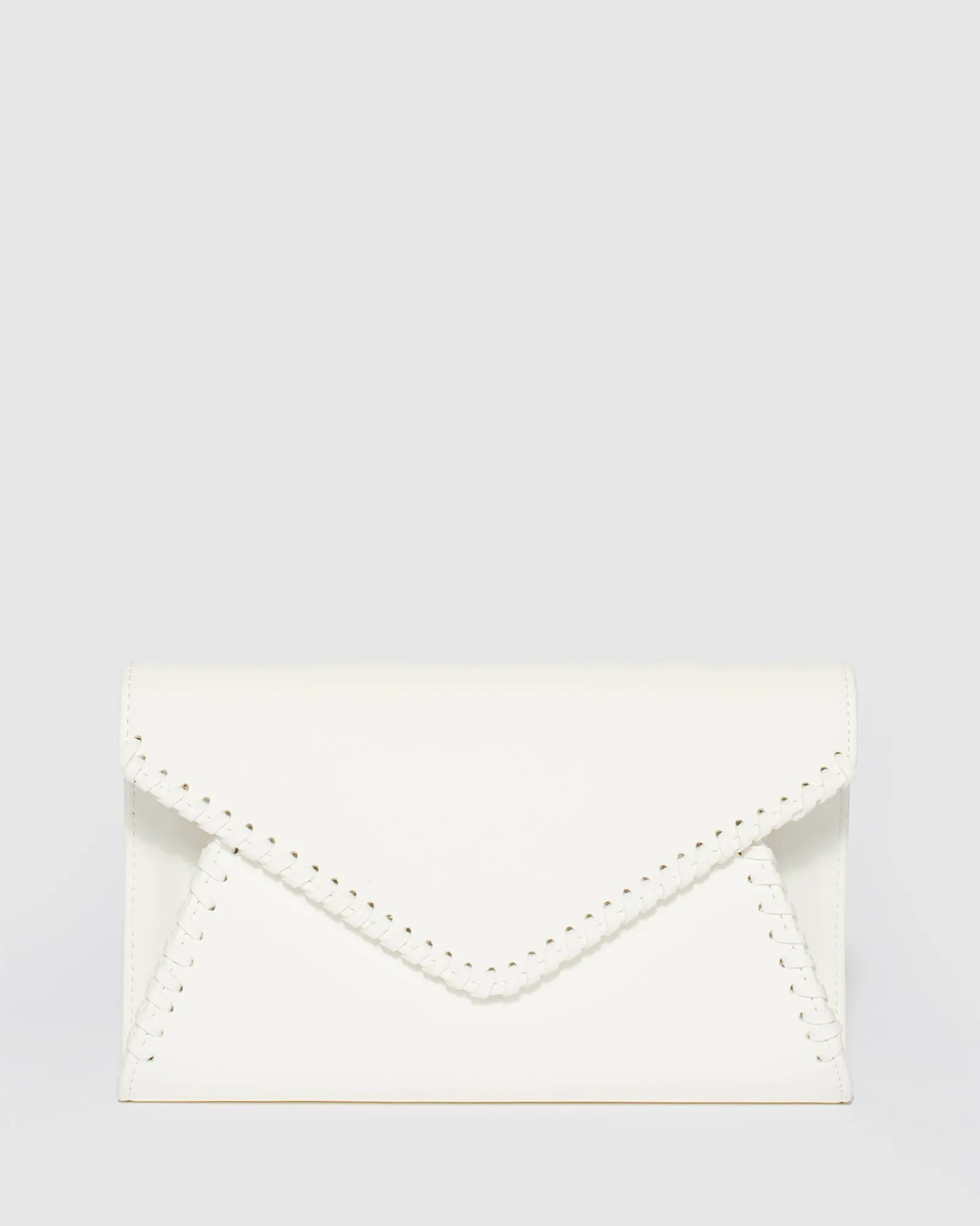 White Kelly Whip Stitch Clutch Bag