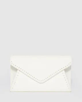 White Kelly Whip Stitch Clutch Bag