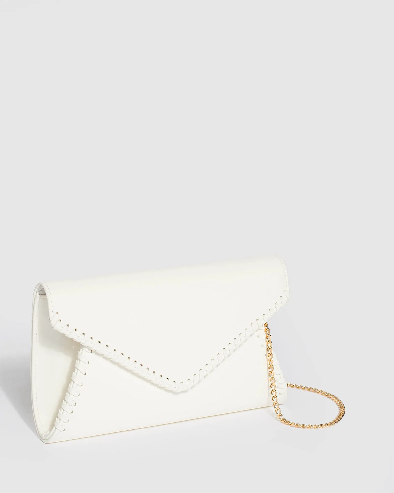 White Kelly Whip Stitch Clutch Bag