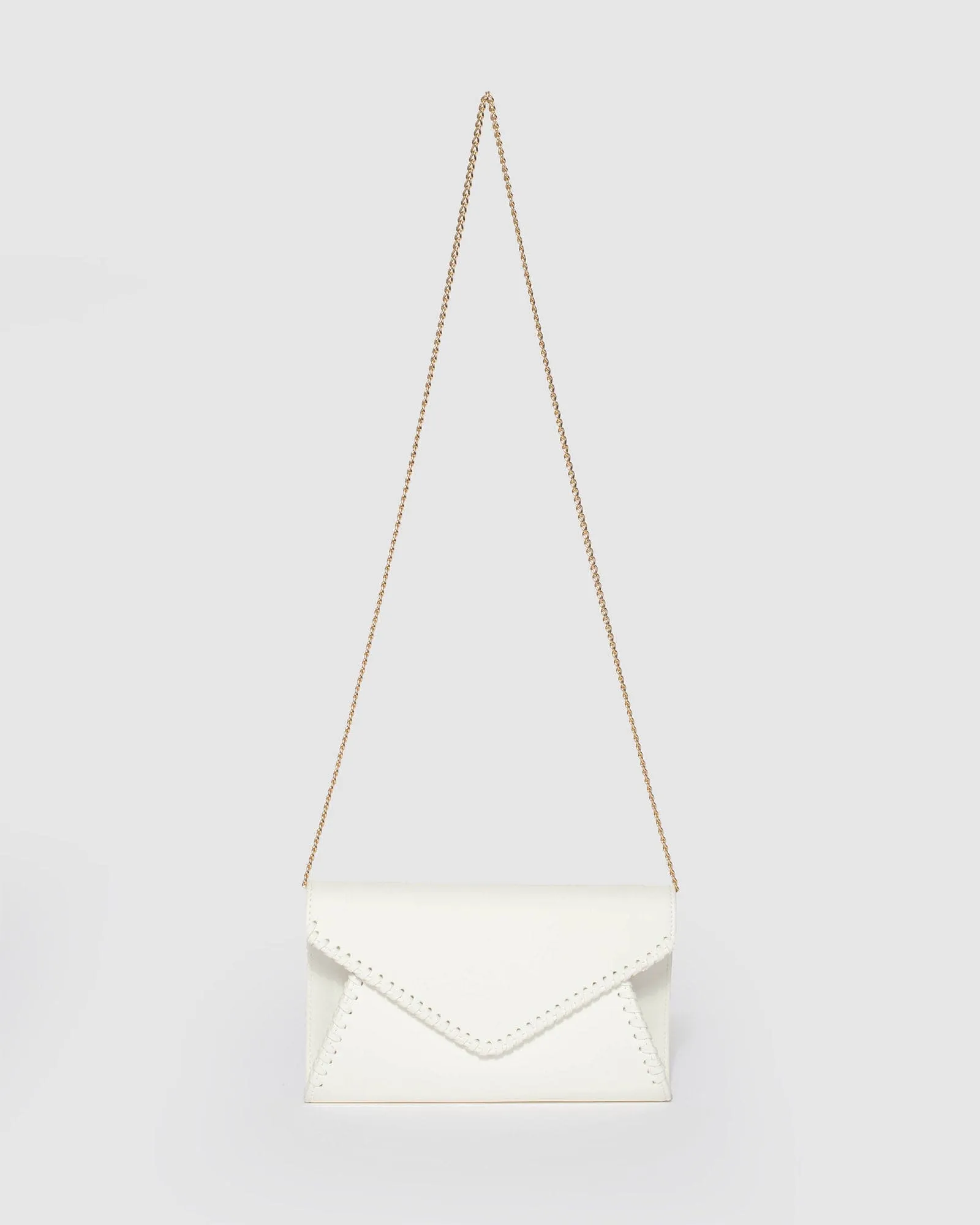 White Kelly Whip Stitch Clutch Bag