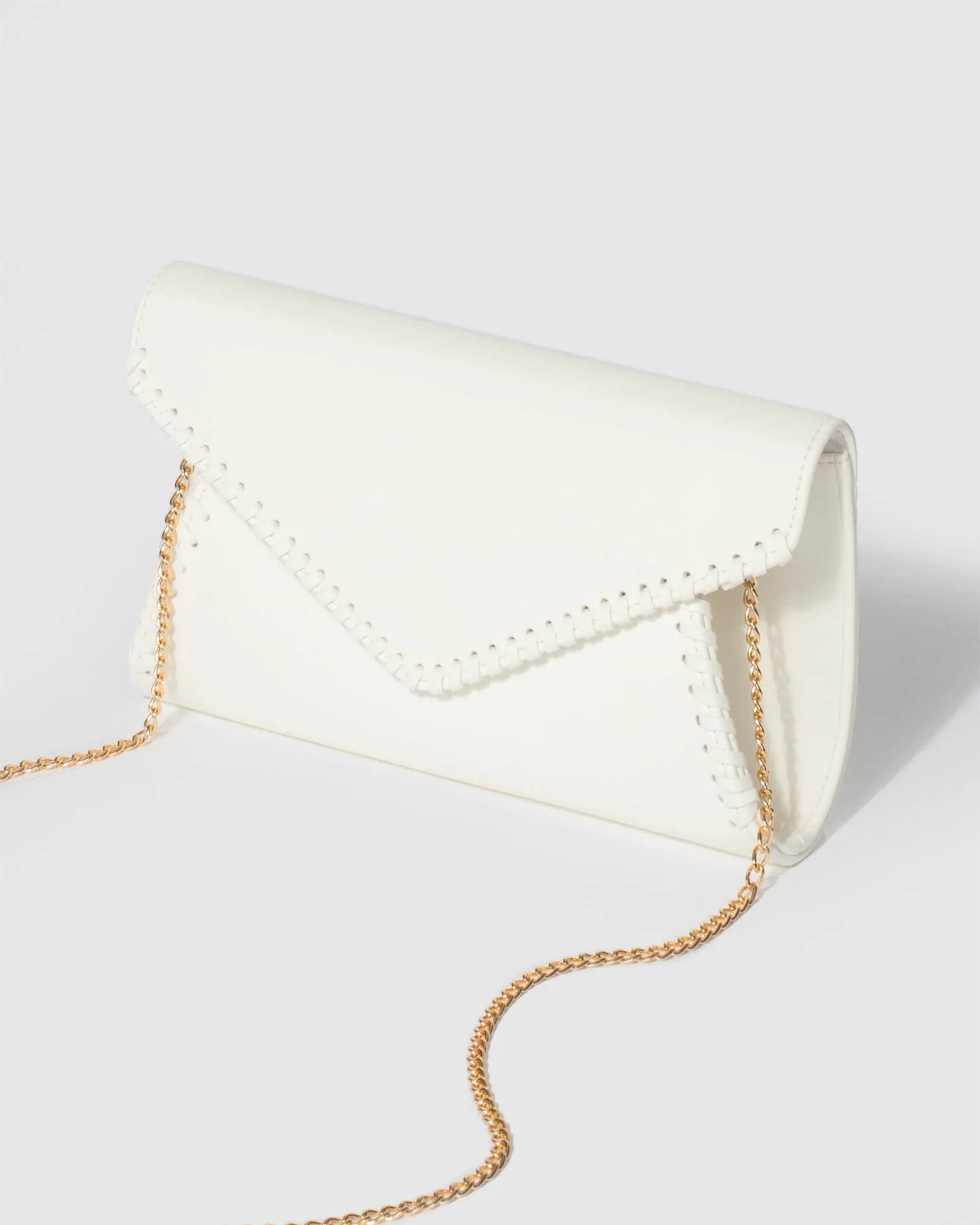 White Kelly Whip Stitch Clutch Bag