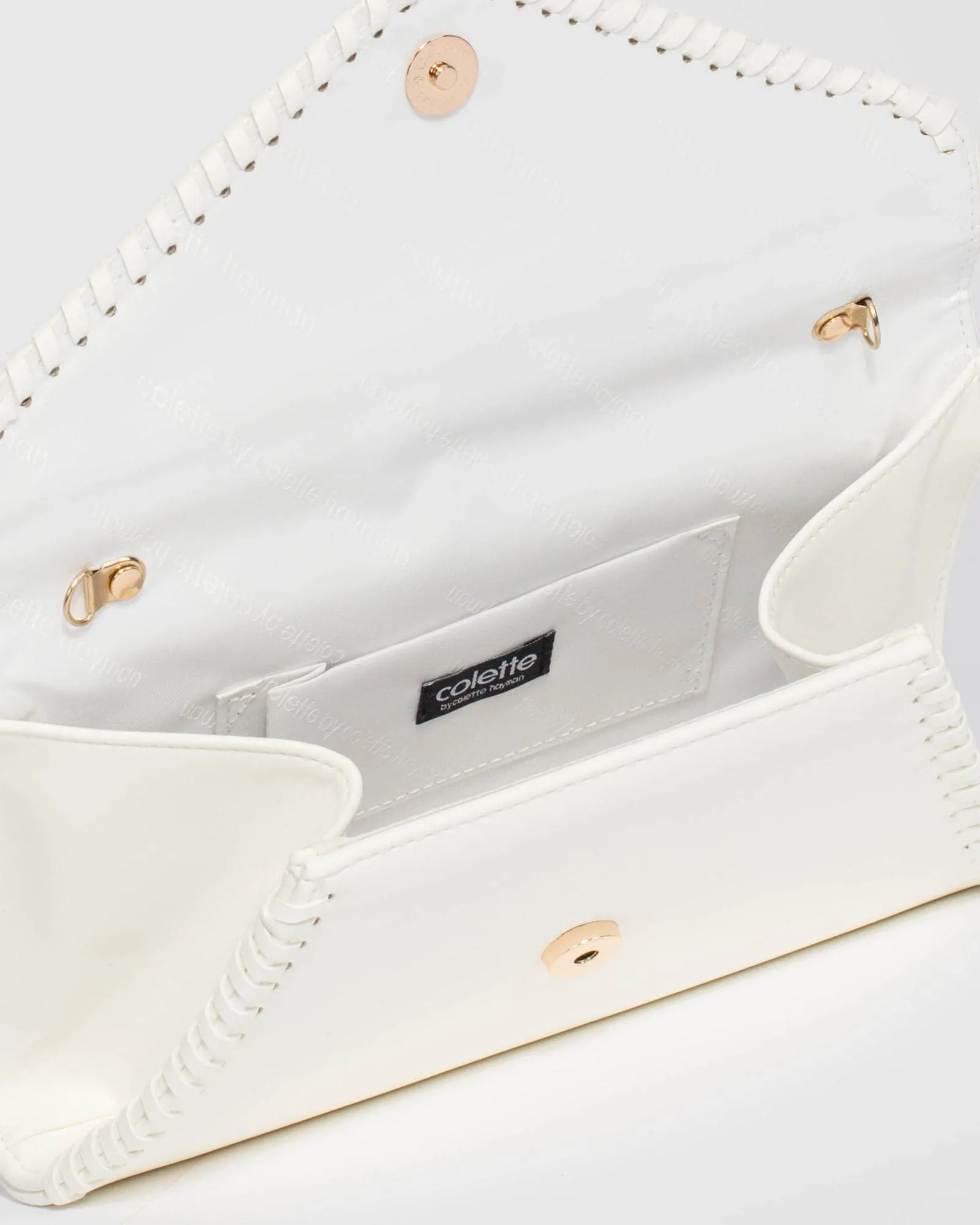 White Kelly Whip Stitch Clutch Bag