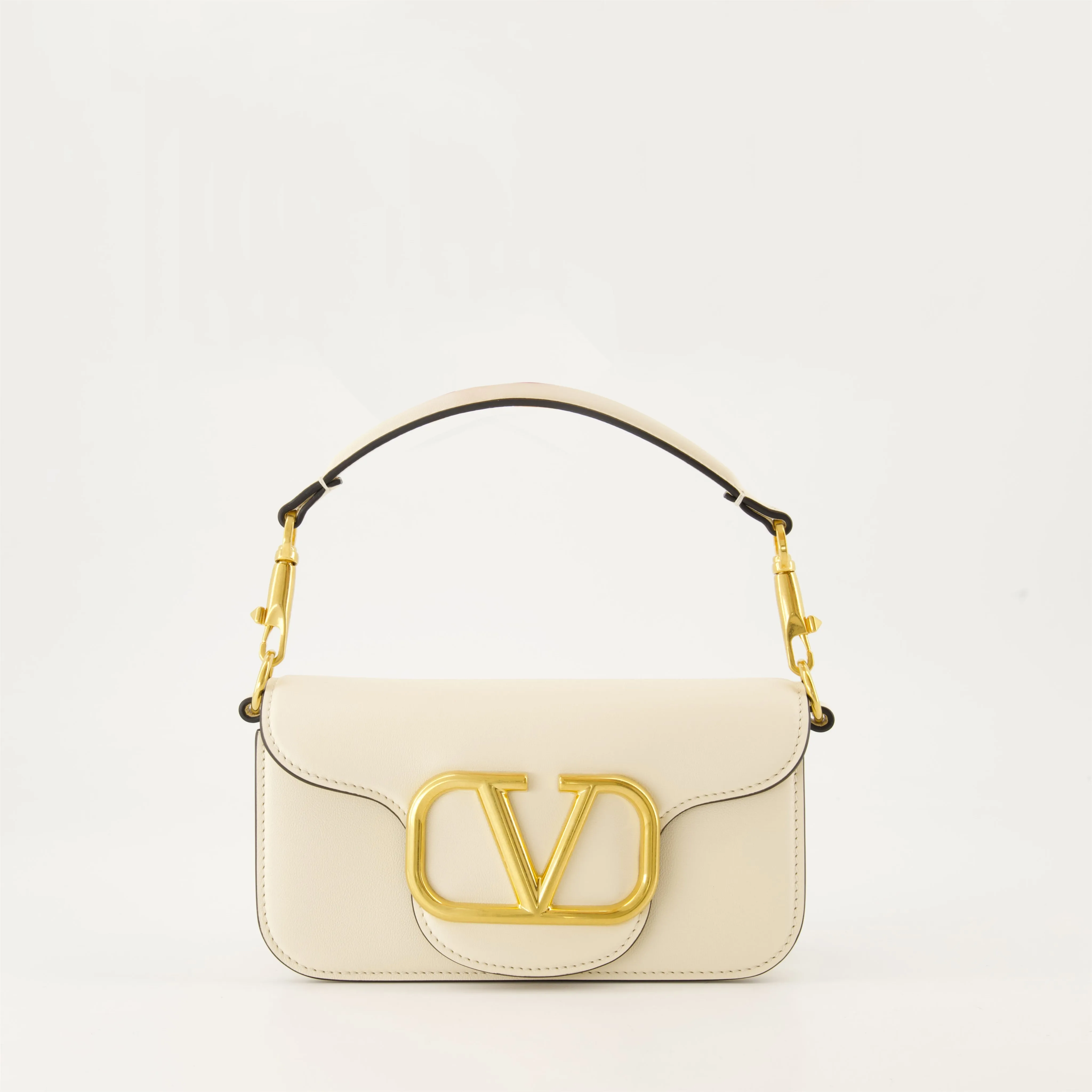 White Leather Shoulder Bag with Chain Strap