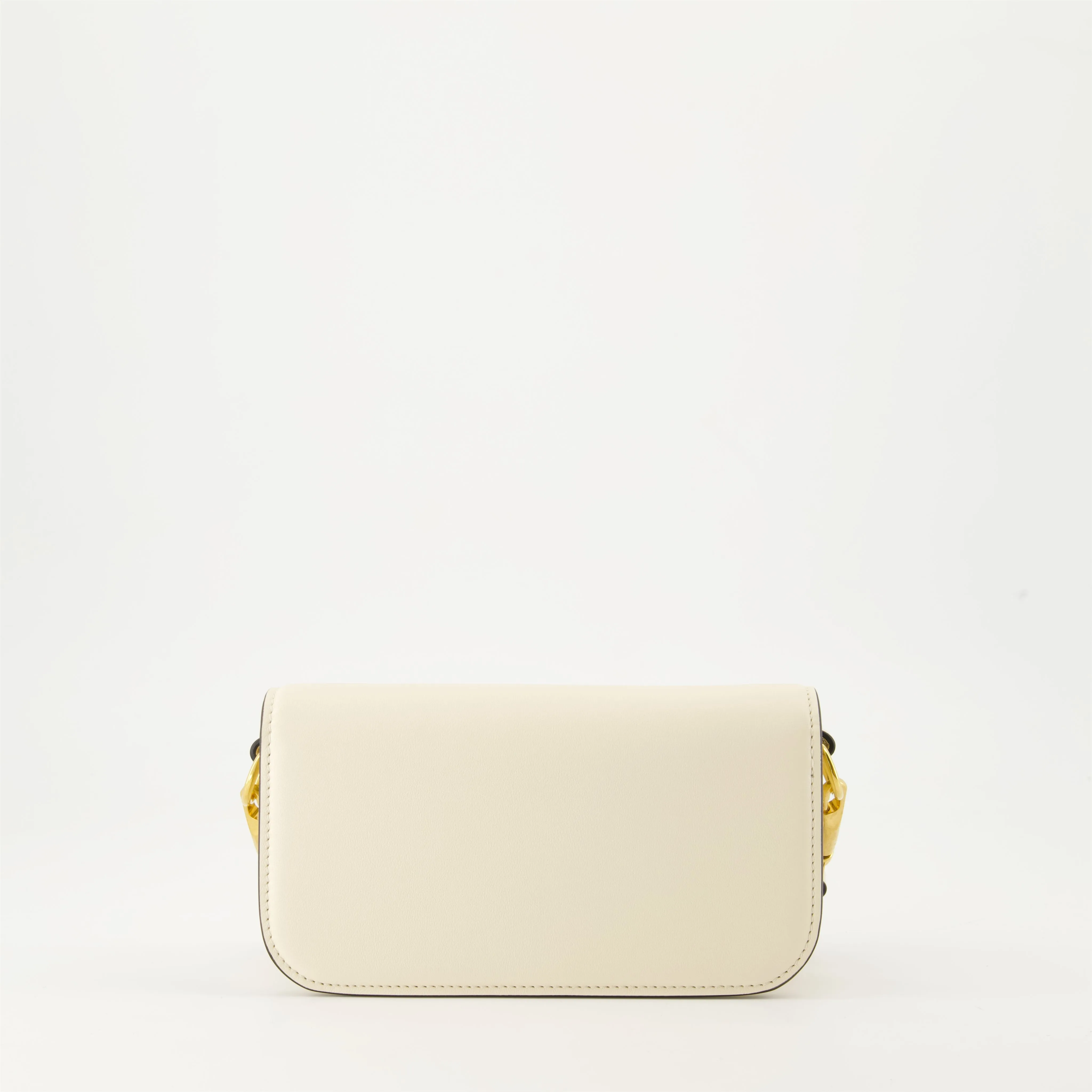 White Leather Shoulder Bag with Chain Strap