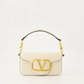 White Leather Shoulder Bag with Chain Strap