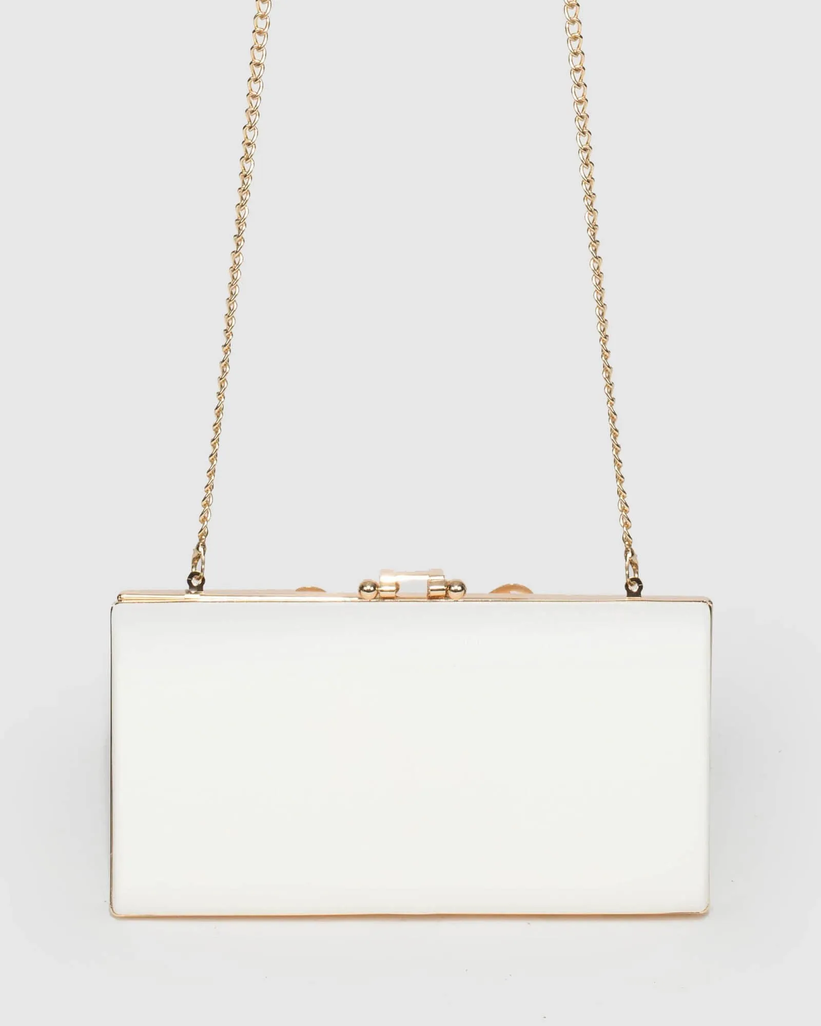 White Quinn Clip Evening Clutch Bag