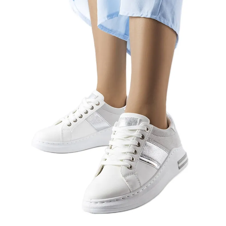 White sneakers with gray inserts from Deans