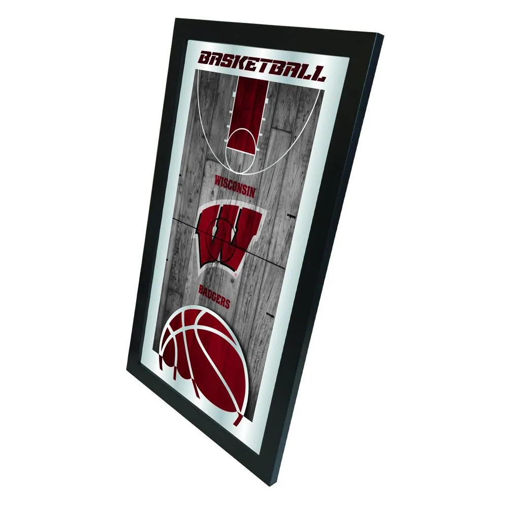 Wisconsin Badgers HBS Red Basketball Framed Hanging Glass Wall Mirror (26x15)