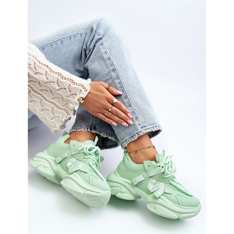 Women's Sneakers On A Chunky Sole, Green Windamella