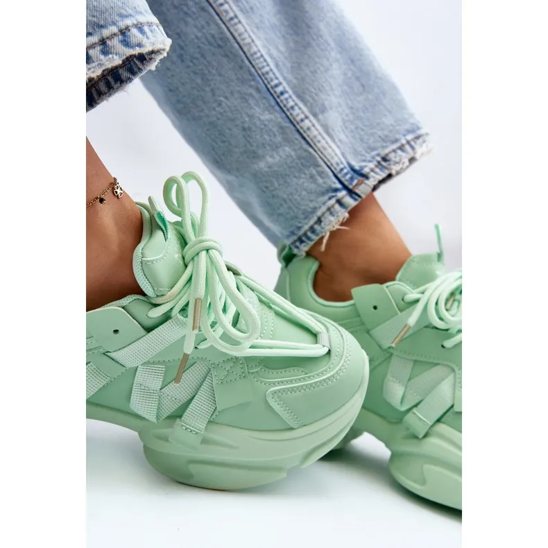 Women's Sneakers On A Chunky Sole, Green Windamella