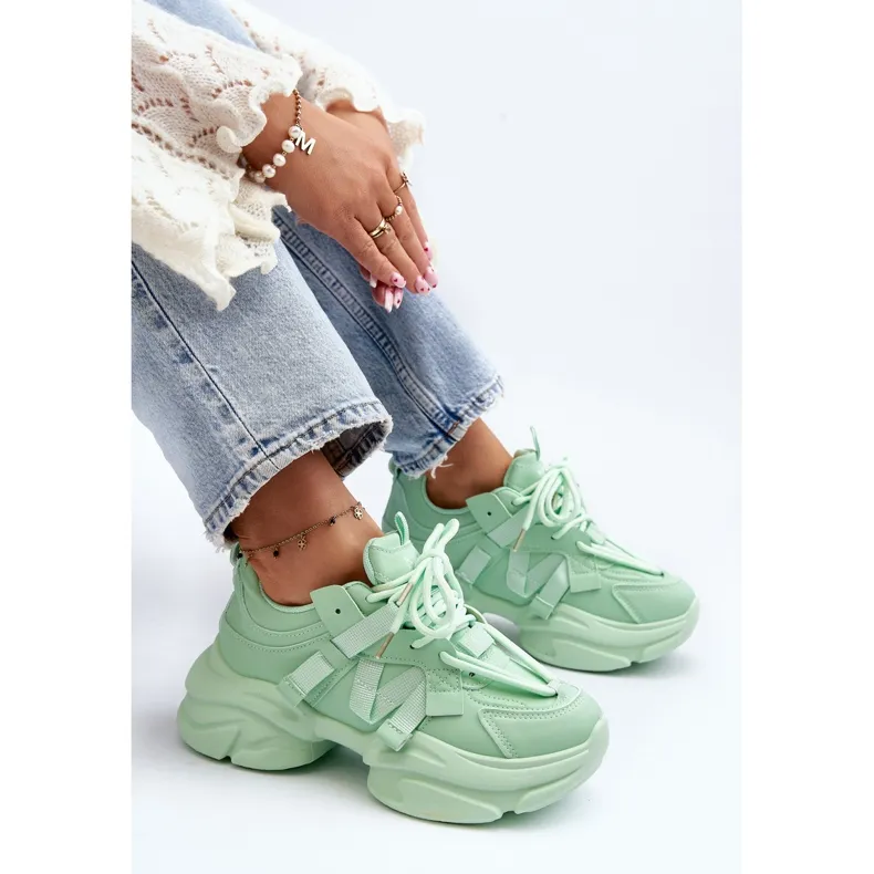 Women's Sneakers On A Chunky Sole, Green Windamella