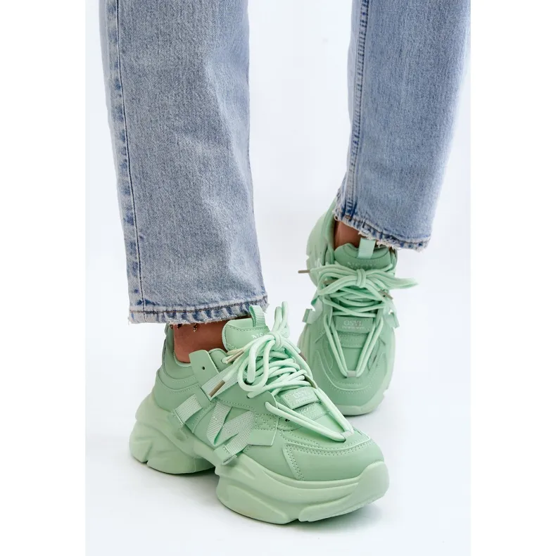 Women's Sneakers On A Chunky Sole, Green Windamella