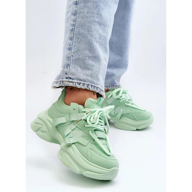 Women's Sneakers On A Chunky Sole, Green Windamella