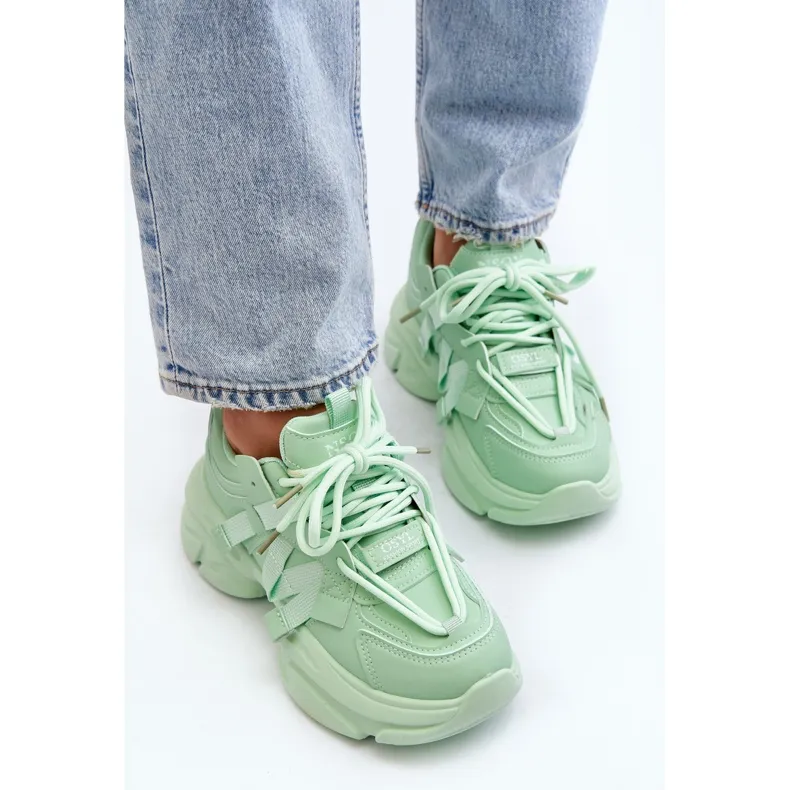 Women's Sneakers On A Chunky Sole, Green Windamella