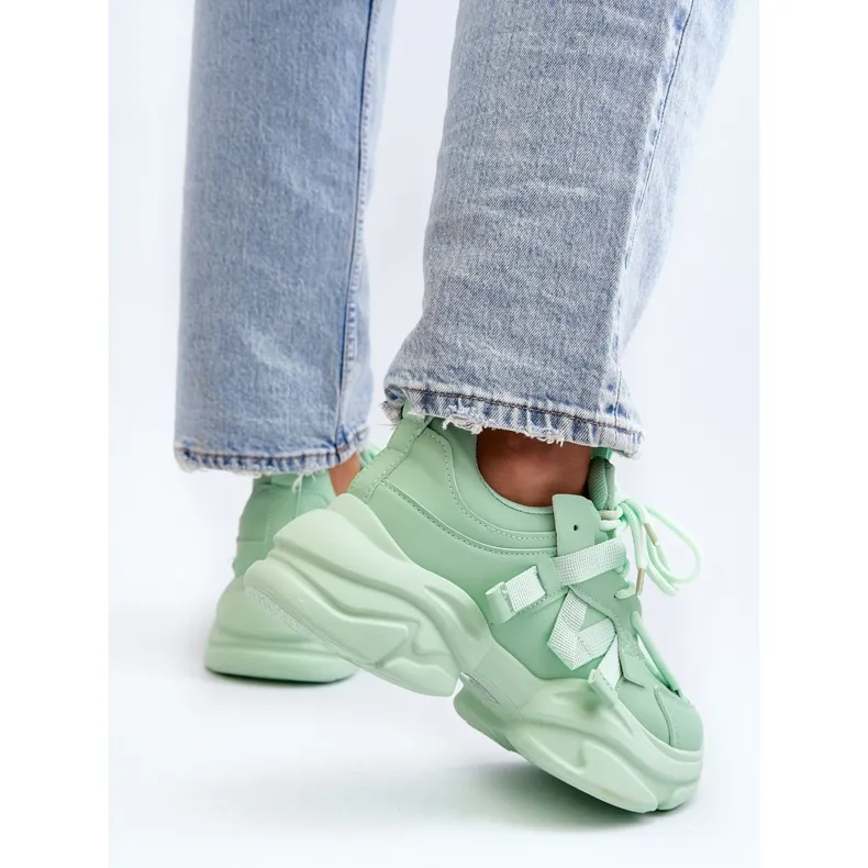 Women's Sneakers On A Chunky Sole, Green Windamella