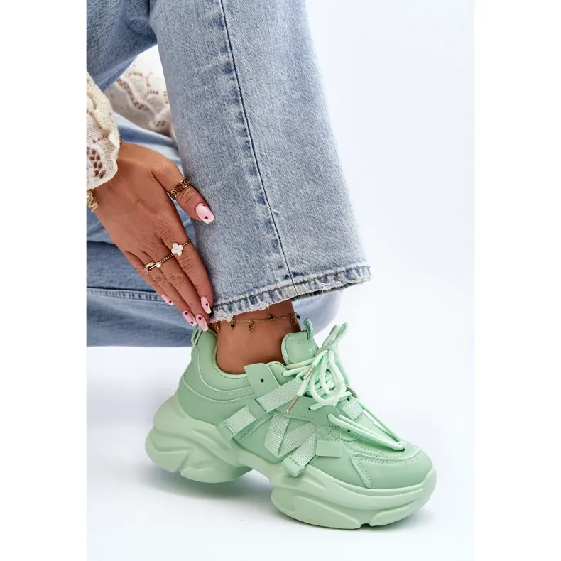 Women's Sneakers On A Chunky Sole, Green Windamella