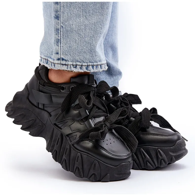 Women's Sneakers with a Chunky Sole Black Ellerai