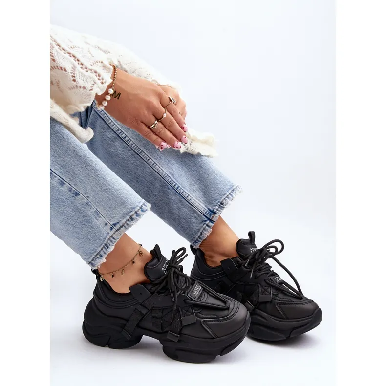 Women's Sneakers with a Chunky Sole, Black Windamella