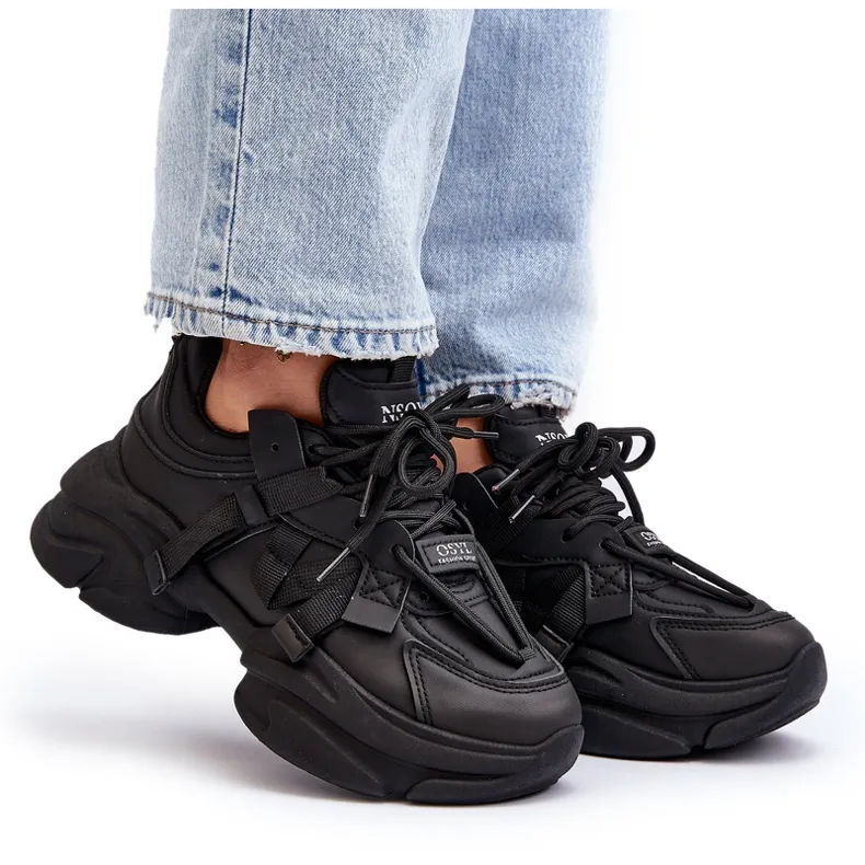 Women's Sneakers with a Chunky Sole, Black Windamella