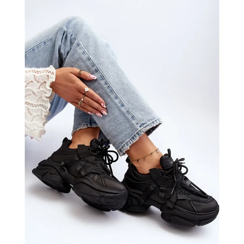 Women's Sneakers with a Chunky Sole, Black Windamella