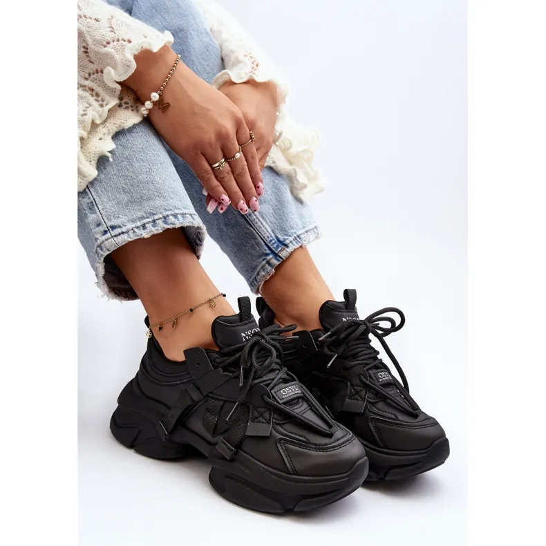 Women's Sneakers with a Chunky Sole, Black Windamella