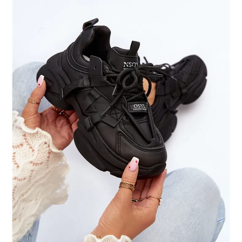 Women's Sneakers with a Chunky Sole, Black Windamella