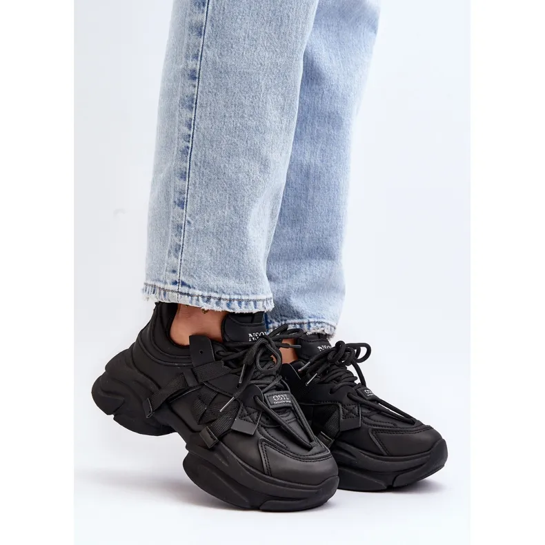 Women's Sneakers with a Chunky Sole, Black Windamella