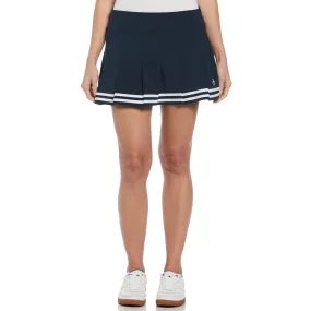 Women's 13 Contrast Hem Pleated Tennis Skort In Black Iris