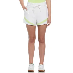 Women's High Waist Tennis Short With Mesh Inserts In Bright White