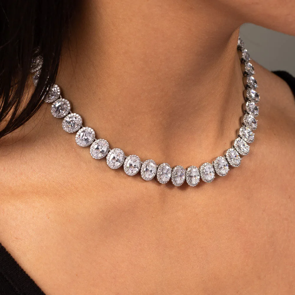 Women's Oval Diamond Tennis Chain Choker