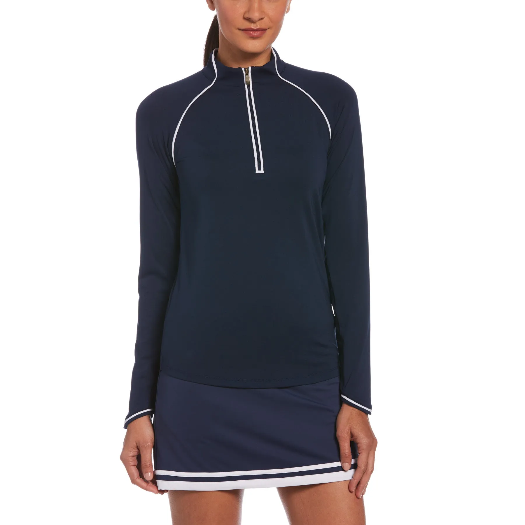 Women's Solid Long Sleeve Tennis Shirt With Sun Protection In Black Iris