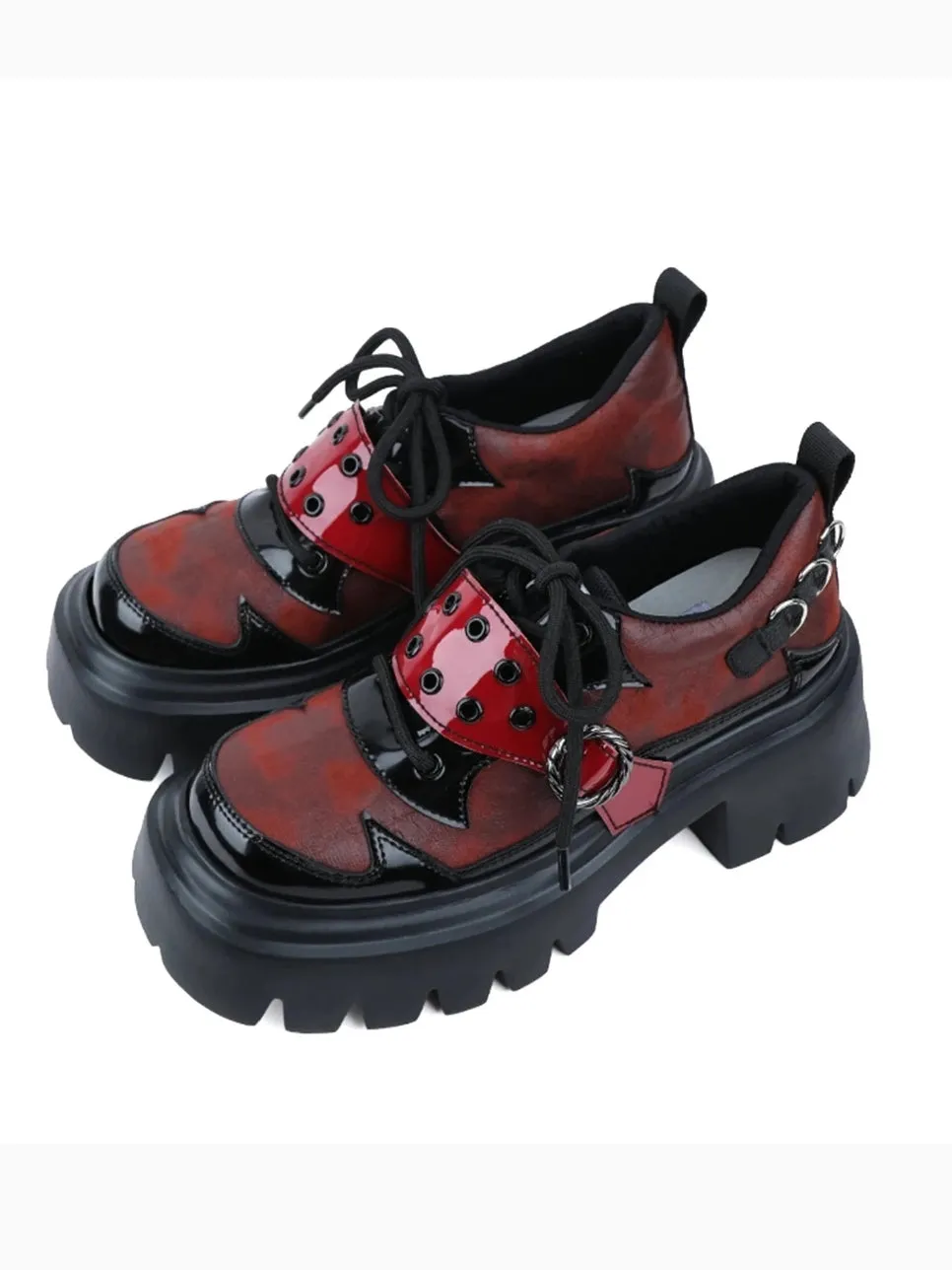 Women's Y2K Gothic Shoes  Chic Lace-Up Sneakers  7cm Heel Height  Punk Style Chunky Sole