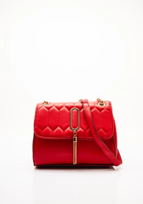 Zen Collection Quilted Tassel Crossbody Bag, Red